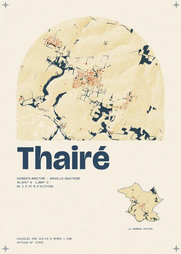 Affiche de Thairé, calculée par 123-fr d'après l'IGN