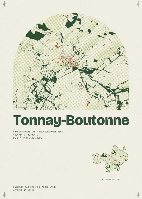 Affiche de Tonnay-Boutonne, calculée par 123-fr d'après l'IGN