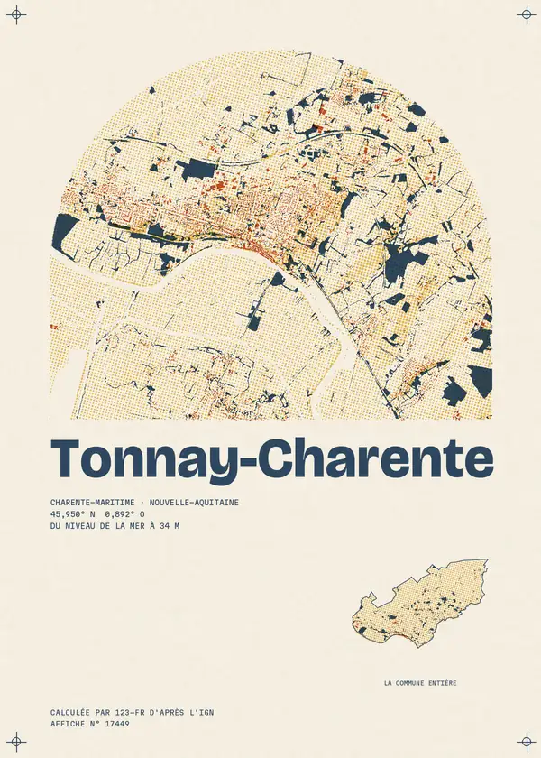 Affiche de Tonnay-Charente, calculée par 123-fr d'après l'IGN