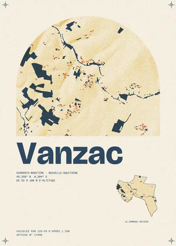 Affiche de Vanzac, calculée par 123-fr d'après l'IGN