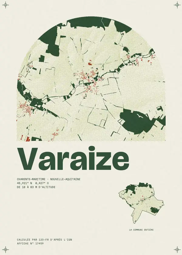 Affiche de Varaize, calculée par 123-fr d'après l'IGN