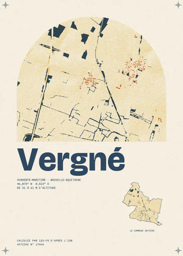 Affiche de Vergné, calculée par 123-fr d'après l'IGN