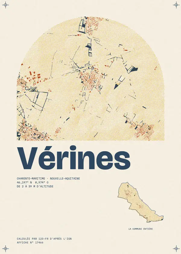Affiche de Vérines, calculée par 123-fr d'après l'IGN