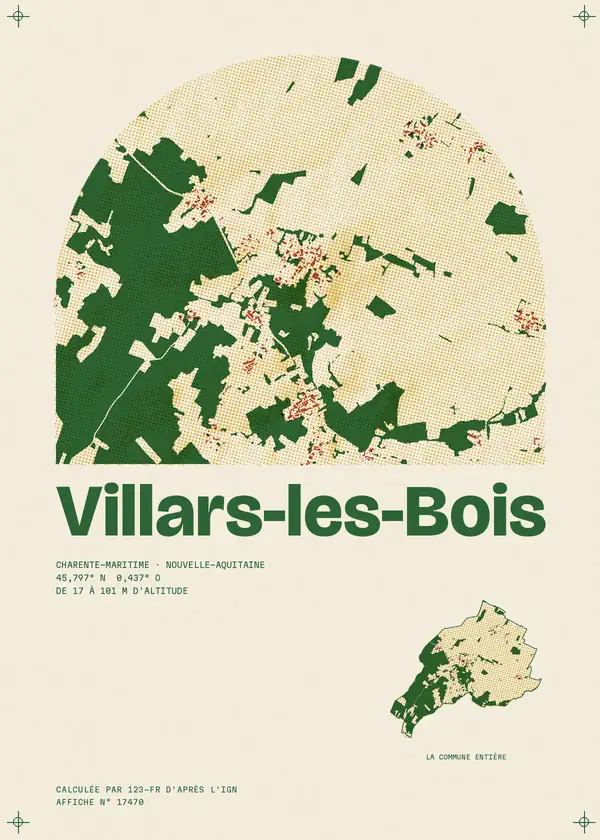Affiche de Villars-les-Bois, calculée par 123-fr d'après l'IGN