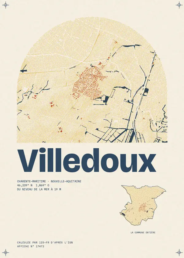 Affiche de Villedoux, calculée par 123-fr d'après l'IGN