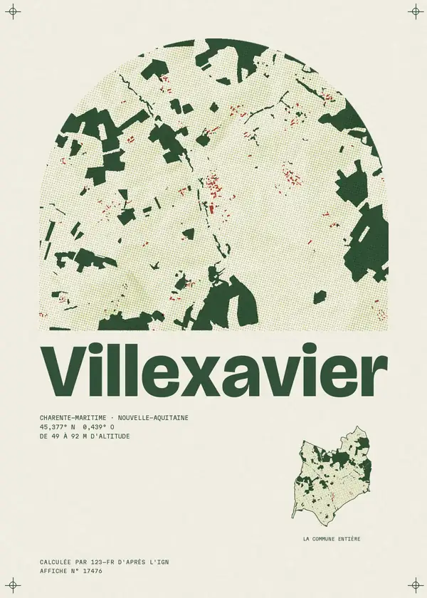 Affiche de Villexavier, calculée par 123-fr d'après l'IGN