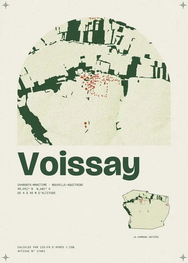 Affiche de Voissay, calculée par 123-fr d'après l'IGN