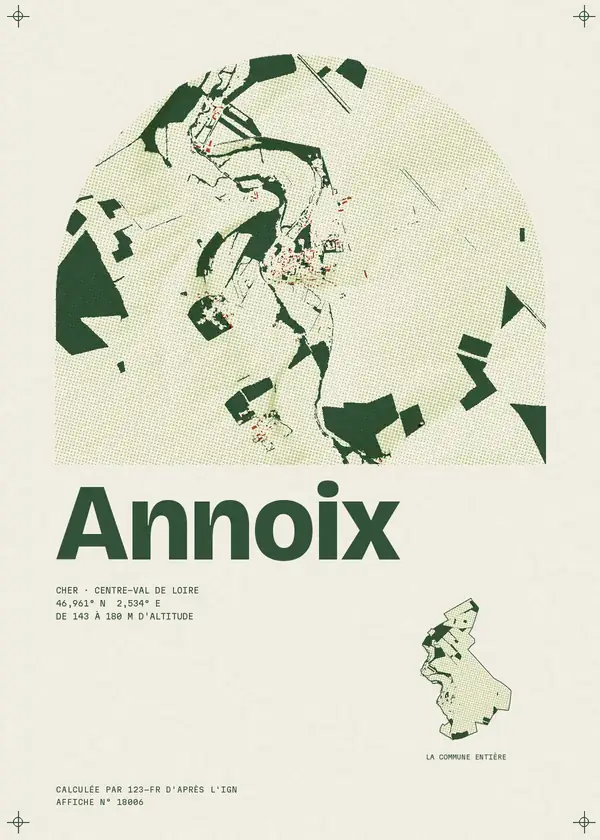 Affiche de Annoix, calculée par 123-fr d'après l'IGN