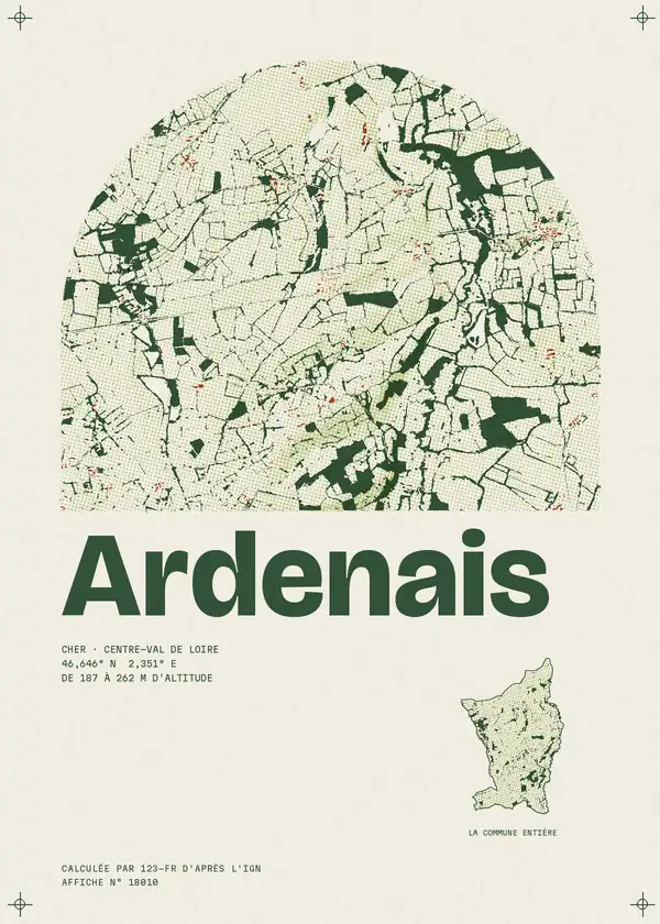 Affiche de Ardenais, calculée par 123-fr d'après l'IGN