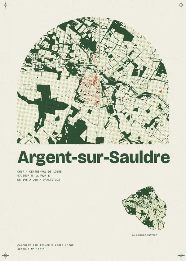 Affiche de Argent-sur-Sauldre, calculée par 123-fr d'après l'IGN