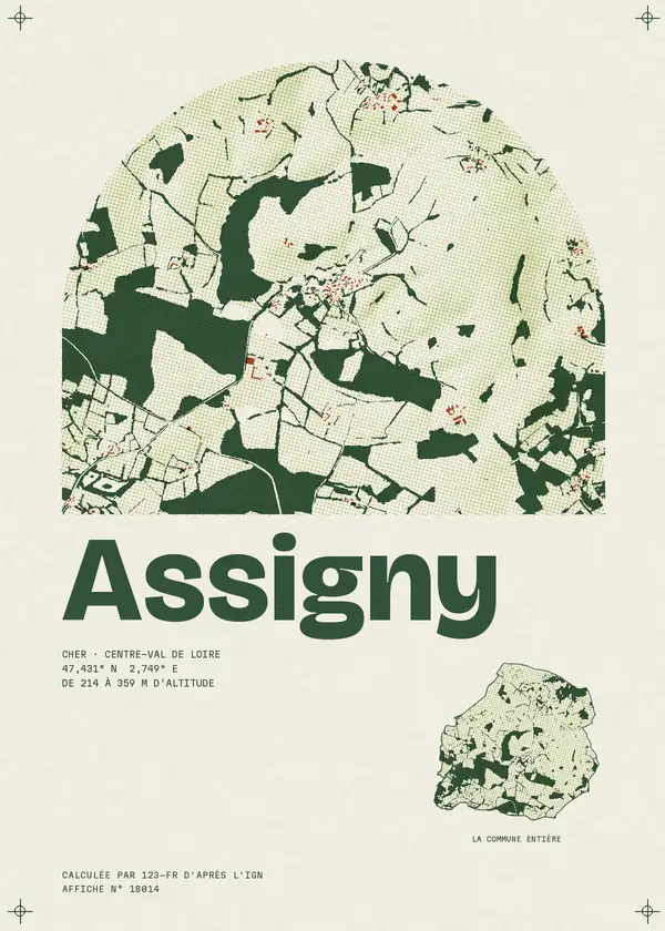 Affiche de Assigny, calculée par 123-fr d'après l'IGN
