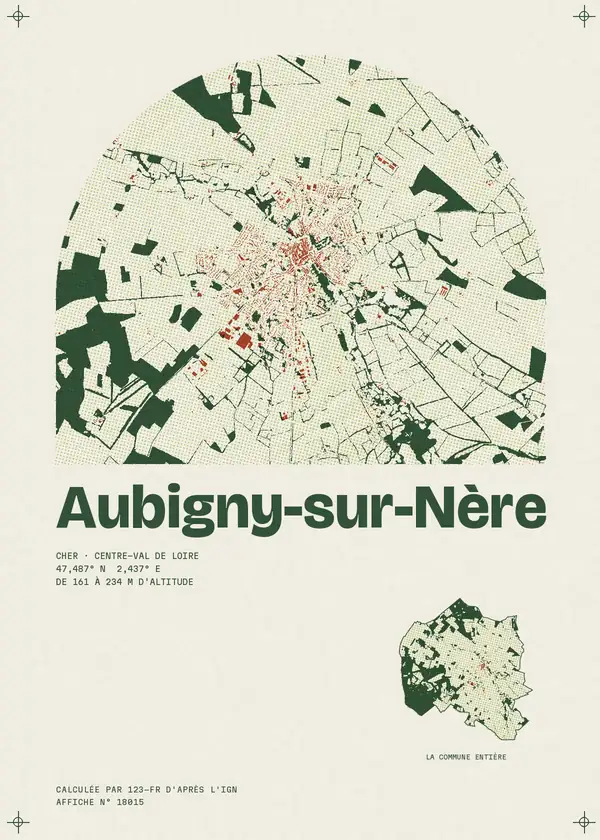 Affiche de Aubigny-sur-Nère, calculée par 123-fr d'après l'IGN