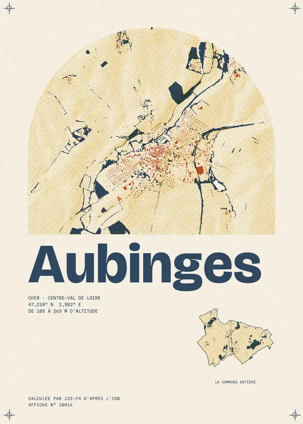 Affiche de Aubinges, calculée par 123-fr d'après l'IGN