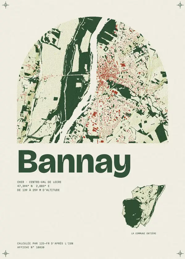Affiche de Bannay, calculée par 123-fr d'après l'IGN