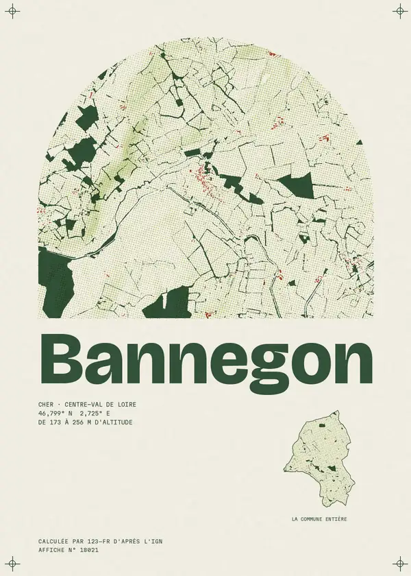 Affiche de Bannegon, calculée par 123-fr d'après l'IGN
