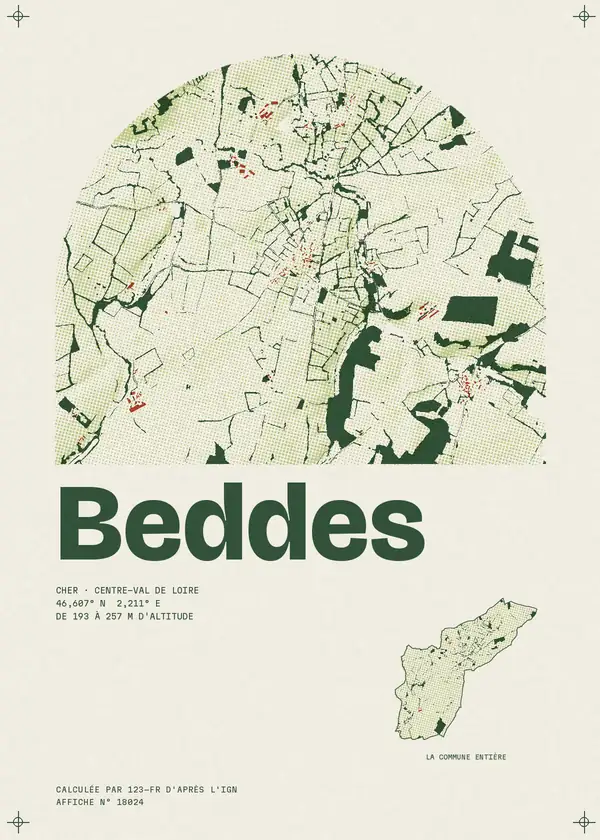 Affiche de Beddes, calculée par 123-fr d'après l'IGN