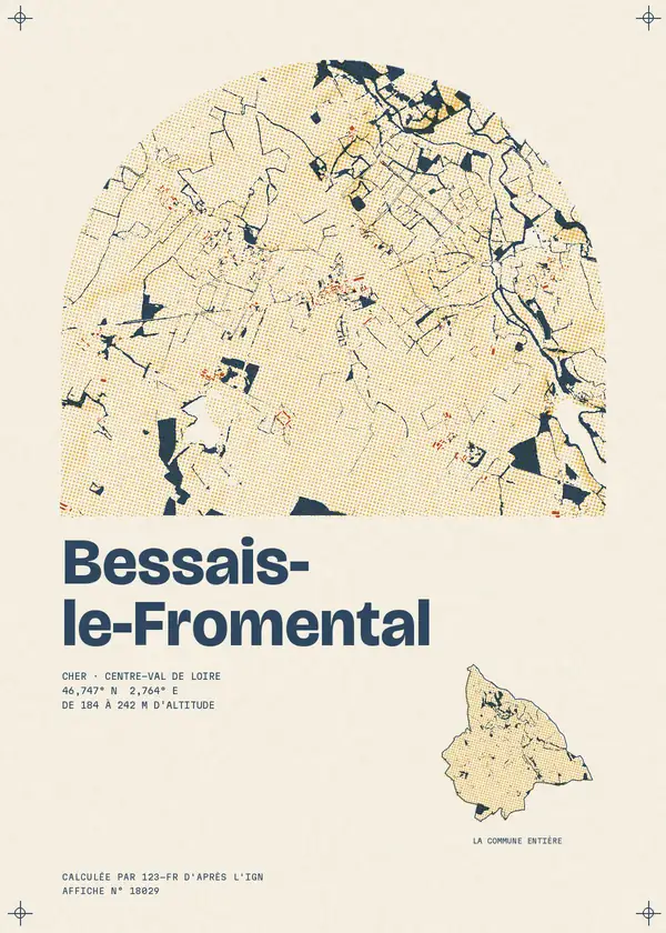 Affiche de Bessais-le-Fromental, calculée par 123-fr d'après l'IGN