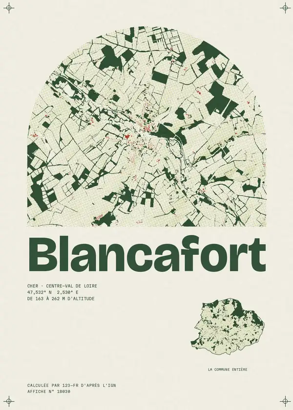 Affiche de Blancafort, calculée par 123-fr d'après l'IGN