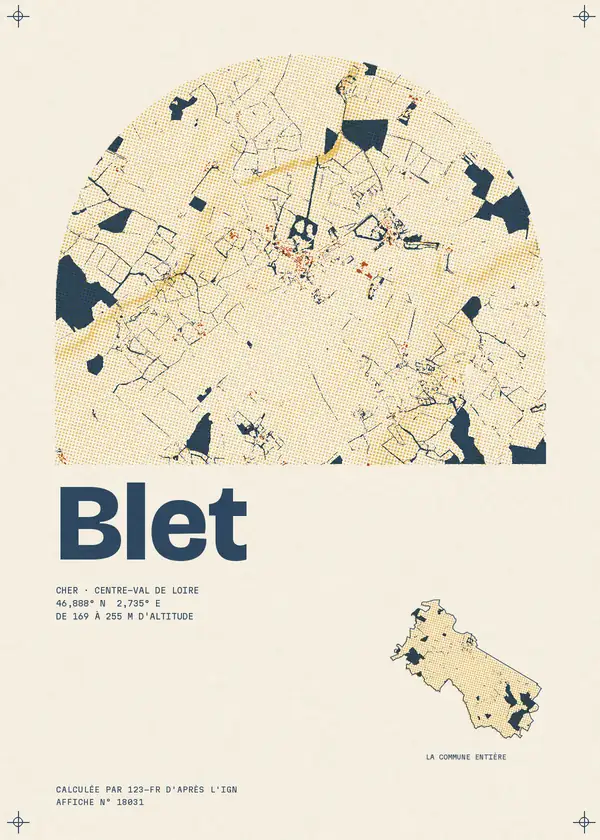 Affiche de Blet, calculée par 123-fr d'après l'IGN