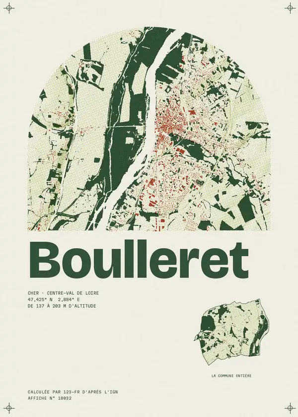 Affiche de Boulleret, calculée par 123-fr d'après l'IGN