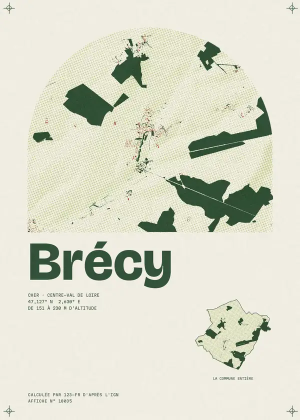 Affiche de Brécy, calculée par 123-fr d'après l'IGN