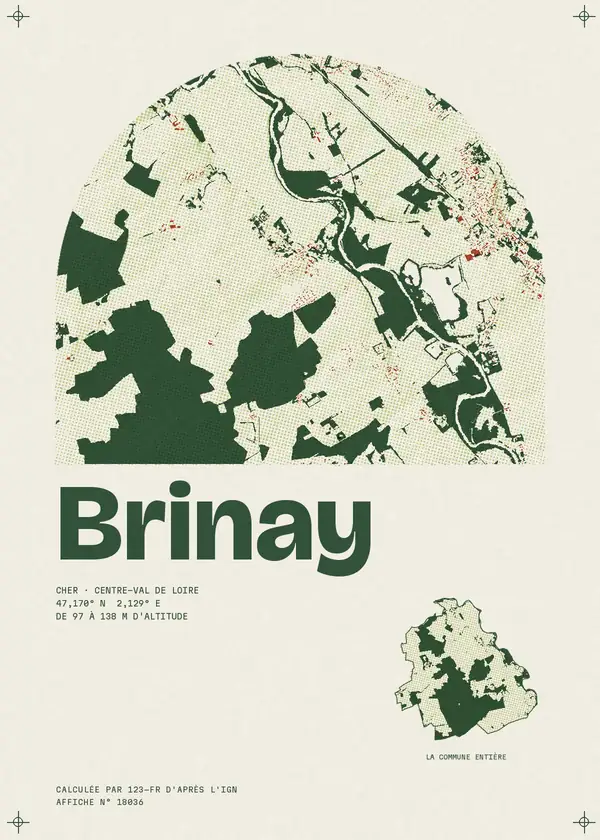 Affiche de Brinay, calculée par 123-fr d'après l'IGN