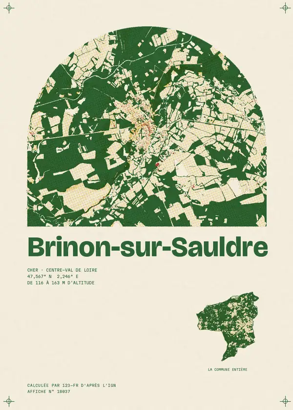 Affiche de Brinon-sur-Sauldre, calculée par 123-fr d'après l'IGN