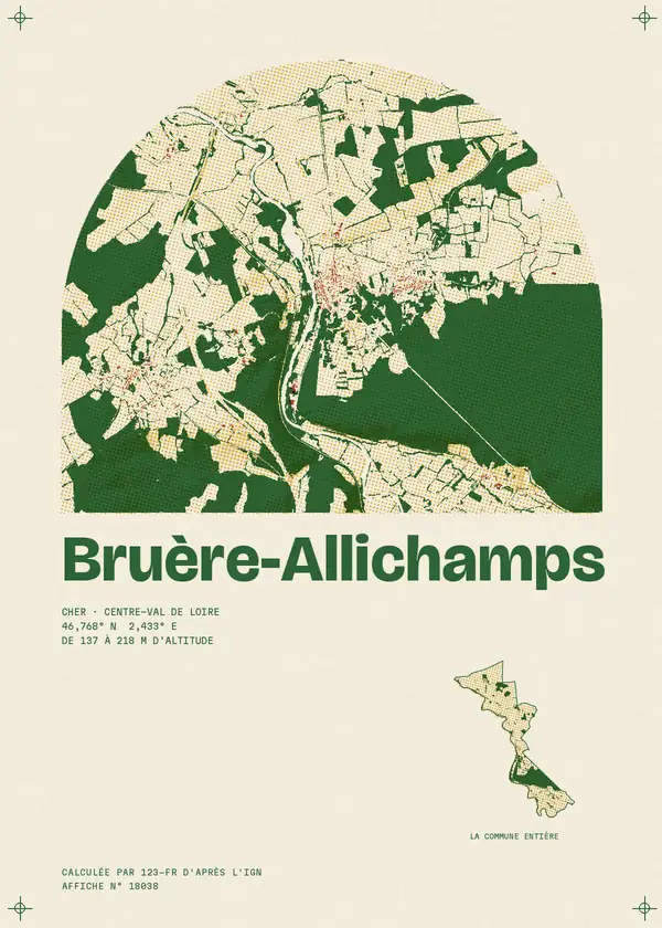 Affiche de Bruère-Allichamps, calculée par 123-fr d'après l'IGN