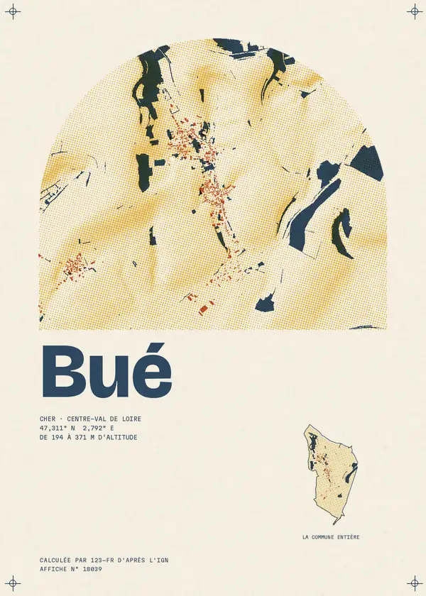 Affiche de Bué, calculée par 123-fr d'après l'IGN