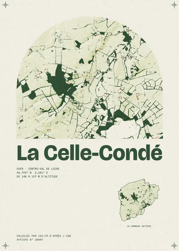 Affiche de La Celle-Condé, calculée par 123-fr d'après l'IGN