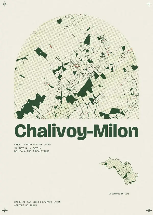 Affiche de Chalivoy-Milon, calculée par 123-fr d'après l'IGN