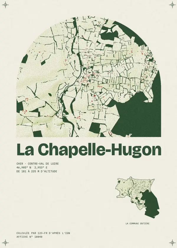 Affiche de La Chapelle-Hugon, calculée par 123-fr d'après l'IGN