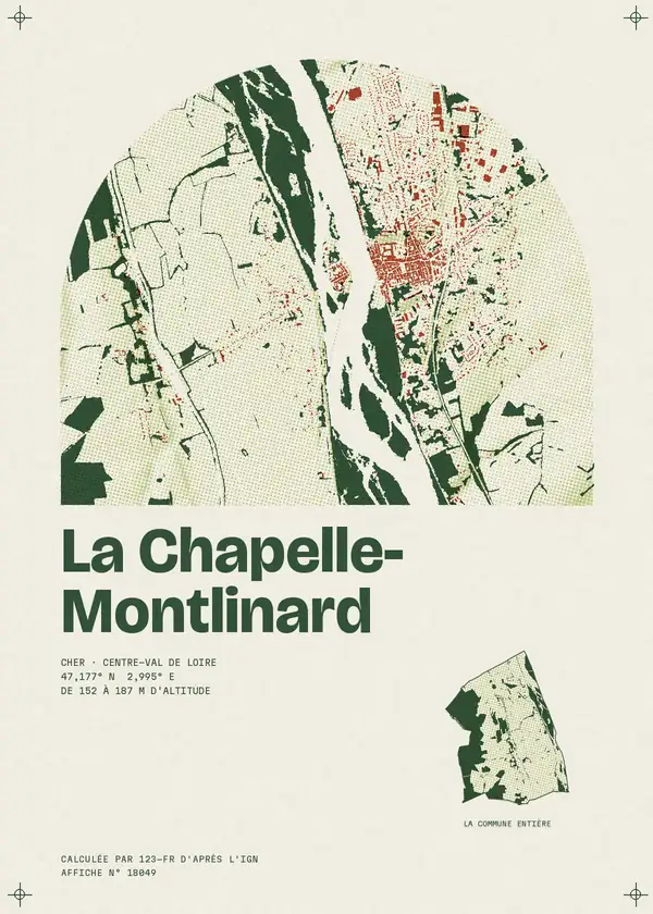 Affiche de La Chapelle-Montlinard, calculée par 123-fr d'après l'IGN