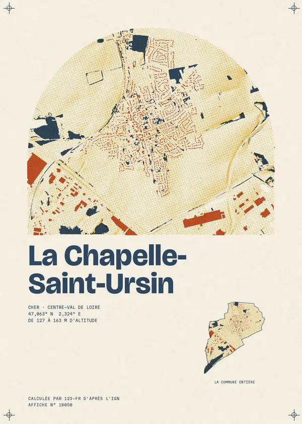 Affiche de La Chapelle-Saint-Ursin, calculée par 123-fr d'après l'IGN