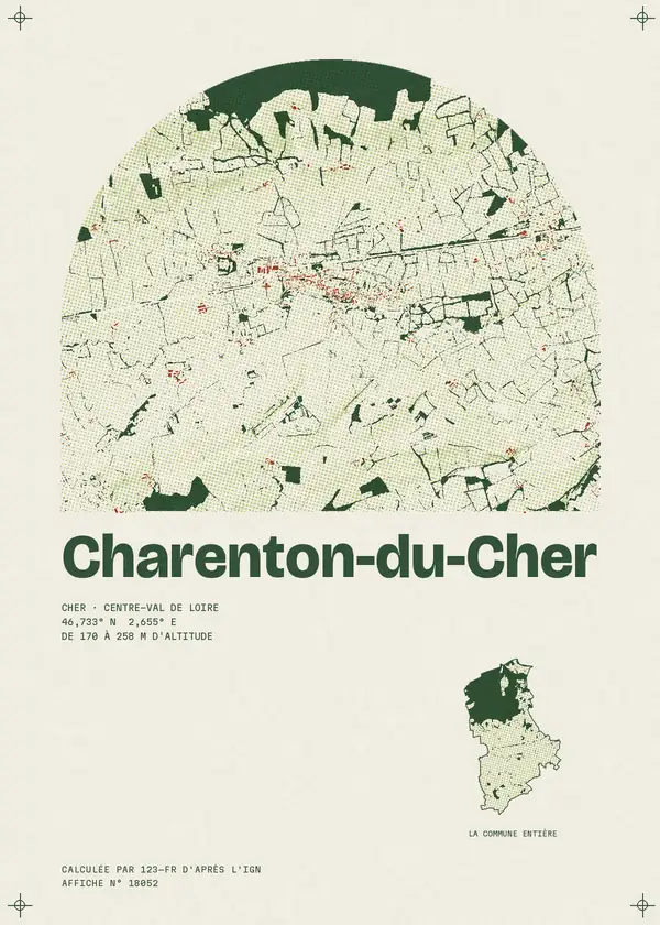 Affiche de Charenton-du-Cher, calculée par 123-fr d'après l'IGN