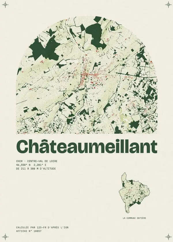 Affiche de Châteaumeillant, calculée par 123-fr d'après l'IGN