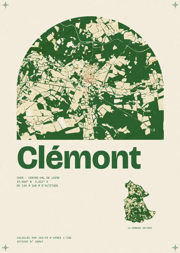 Affiche de Clémont, calculée par 123-fr d'après l'IGN