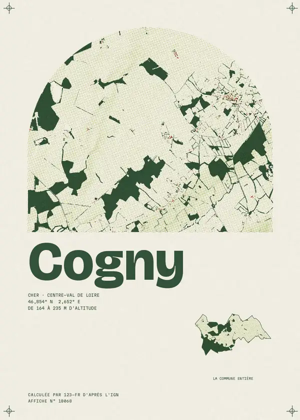 Affiche de Cogny, calculée par 123-fr d'après l'IGN