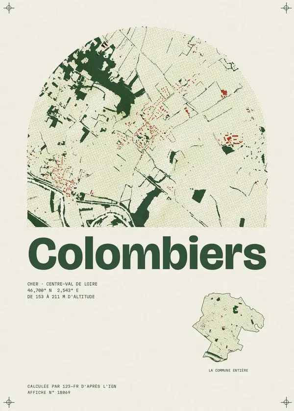 Affiche de Colombiers, calculée par 123-fr d'après l'IGN