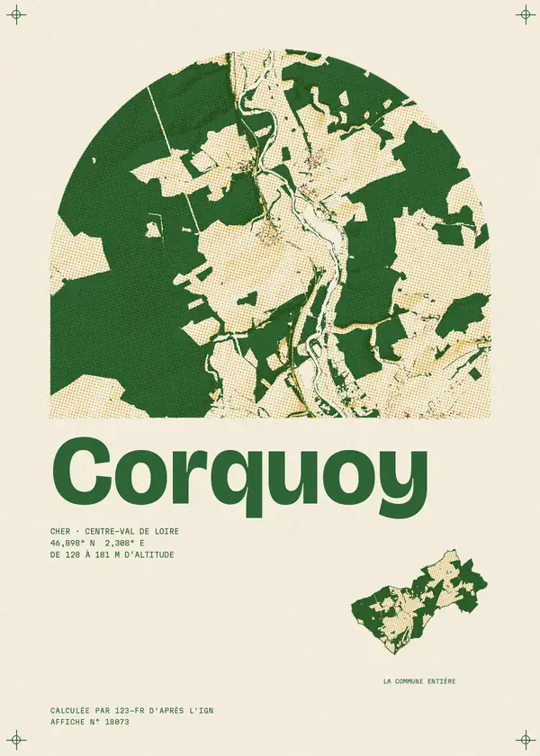 Affiche de Corquoy, calculée par 123-fr d'après l'IGN