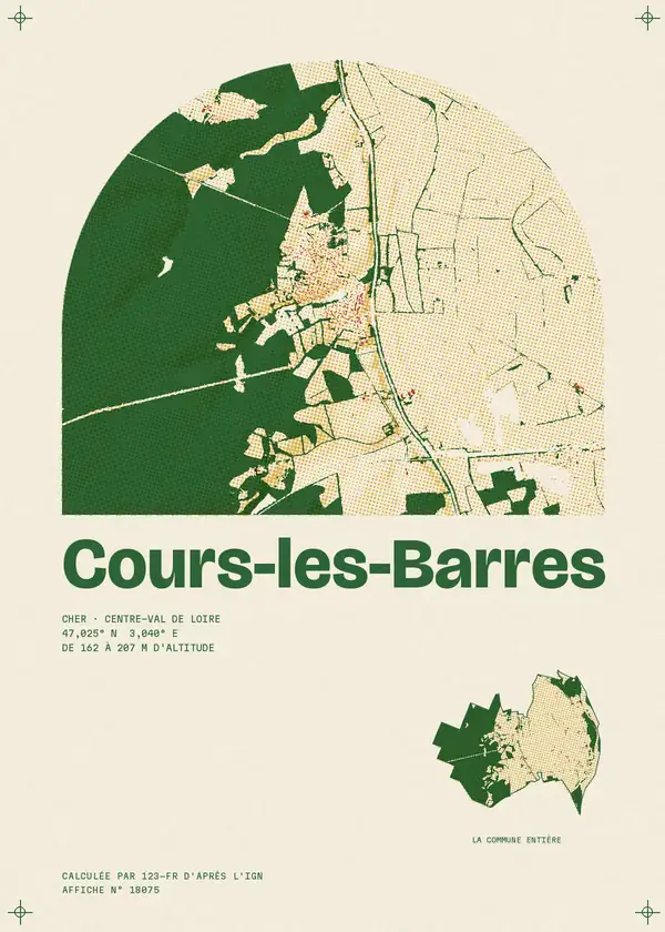 Affiche de Cours-les-Barres, calculée par 123-fr d'après l'IGN