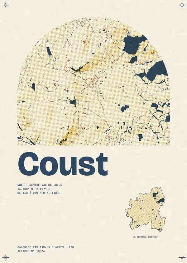 Affiche de Coust, calculée par 123-fr d'après l'IGN