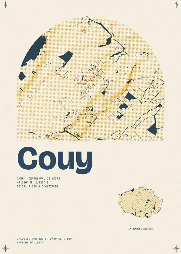 Affiche de Couy, calculée par 123-fr d'après l'IGN