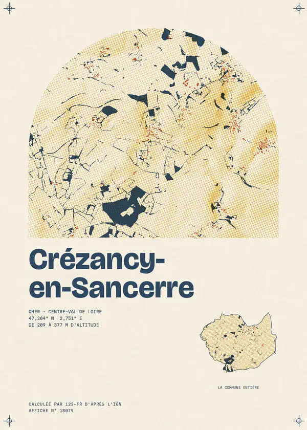 Affiche de Crézancy-en-Sancerre, calculée par 123-fr d'après l'IGN