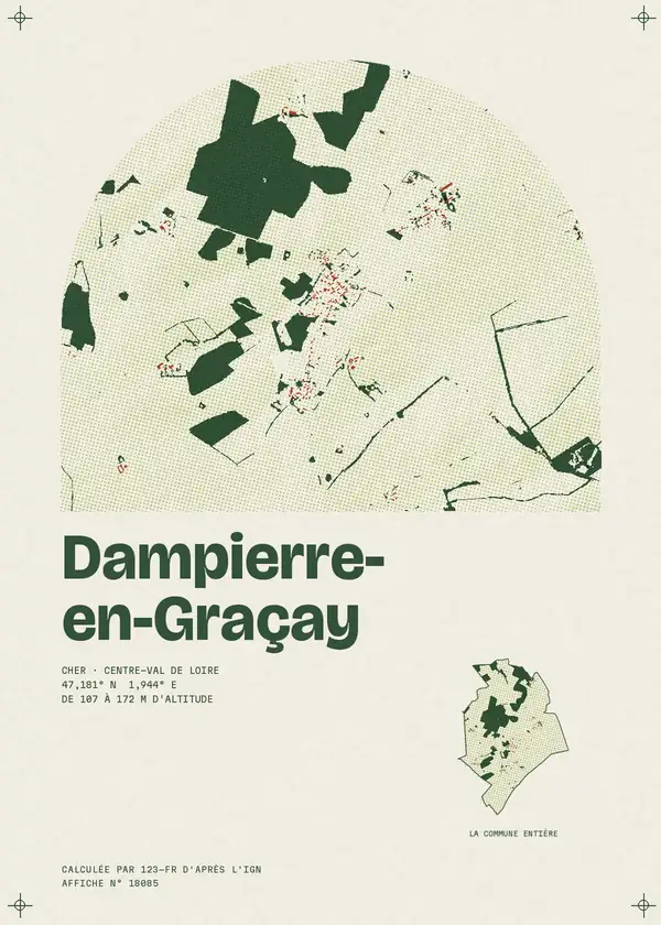 Affiche de Dampierre-en-Graçay, calculée par 123-fr d'après l'IGN
