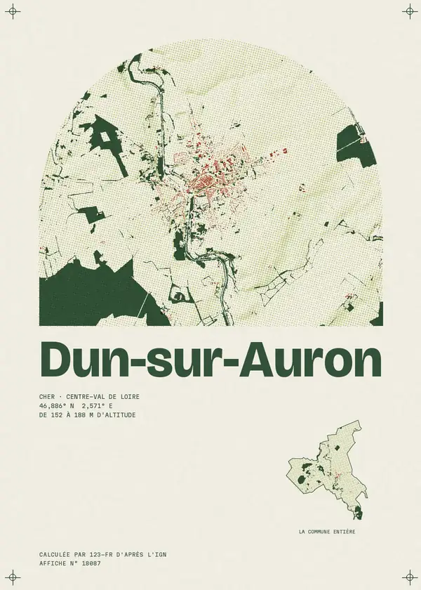 Affiche de Dun-sur-Auron, calculée par 123-fr d'après l'IGN