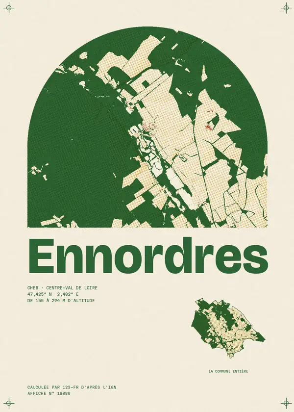 Affiche de Ennordres, calculée par 123-fr d'après l'IGN