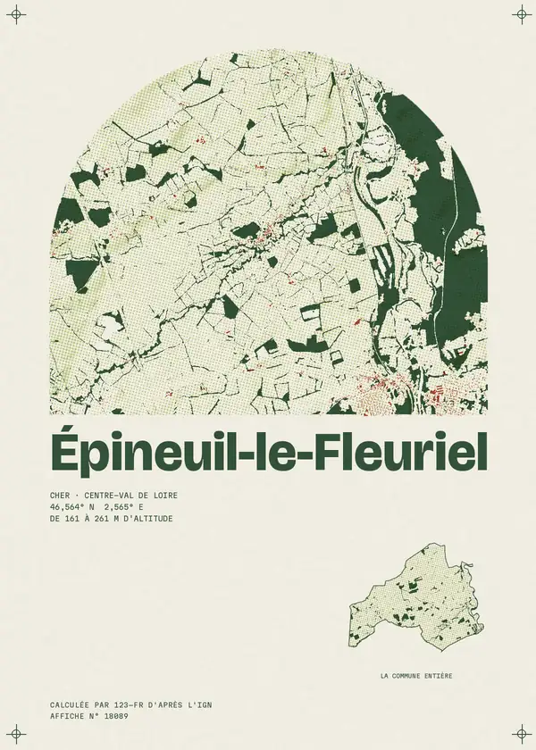 Affiche de Épineuil-le-Fleuriel, calculée par 123-fr d'après l'IGN