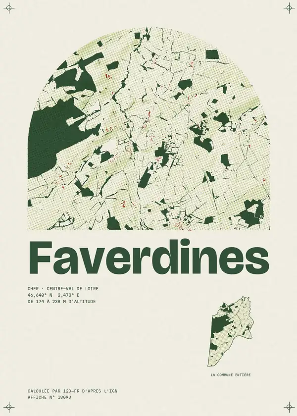 Affiche de Faverdines, calculée par 123-fr d'après l'IGN