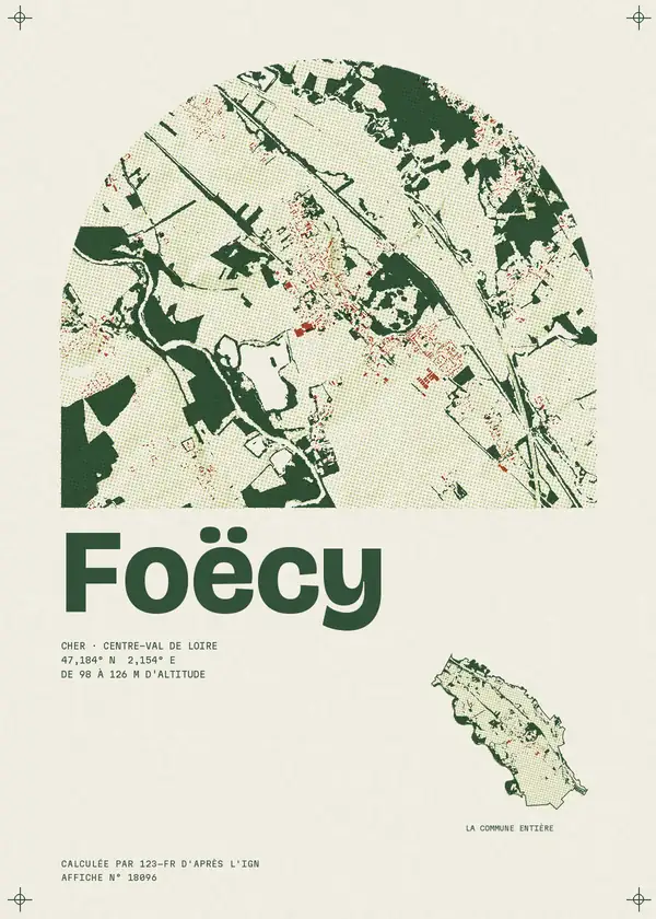 Affiche de Foëcy, calculée par 123-fr d'après l'IGN